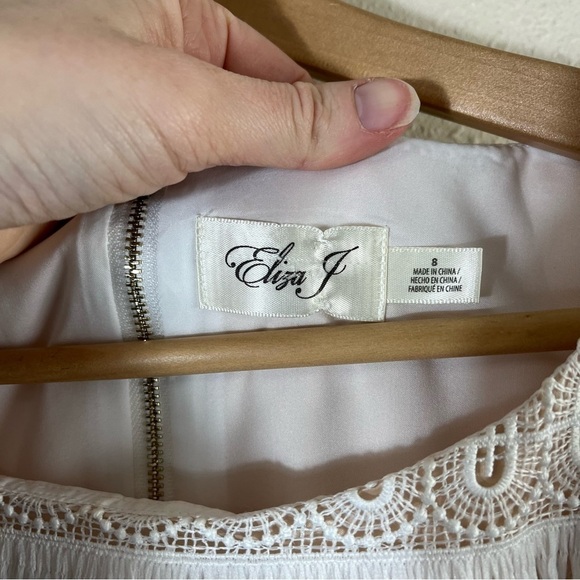 ELIZA J Cap Sleeve White Lace Mini Dress - Picture 8 of 11